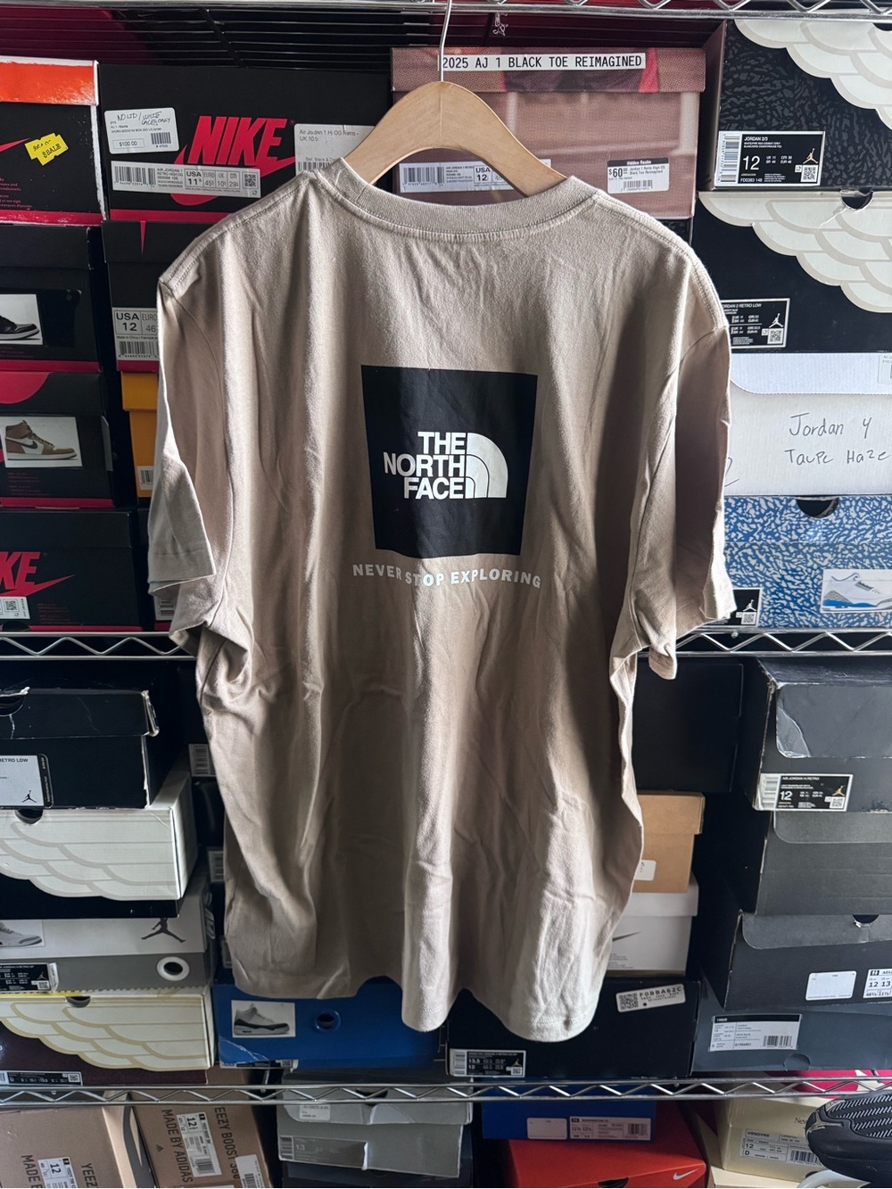 The North Face Men's Short Sleeve Tee in Tan with Black Logo